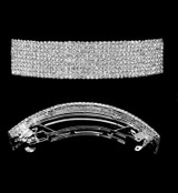 Shimmer Line 9 Rows Rhinestone Rectangle Barrette - Silver