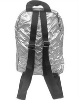 The Audrey Shiny Quilted Everyday Backpack - Silver