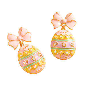 Sweet Spring Easter Egg Drop Earrings - Pink