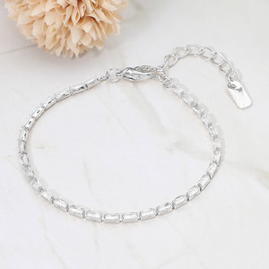 Refined Elegance Baguette CZ Stone Tennis Evening Bracelet  - Silver