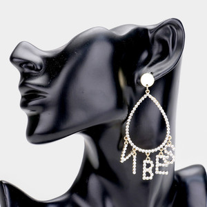 Luxe Vibes Rhinestone Teardrop Dangle Earrings - Gold