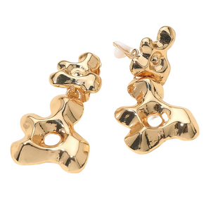 Finesse Abstract Metal Clip On Earrings Gold