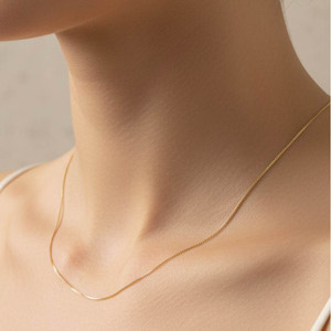 Petite Luxe Gold Dipped Delicate Box Chain Necklace - Gold