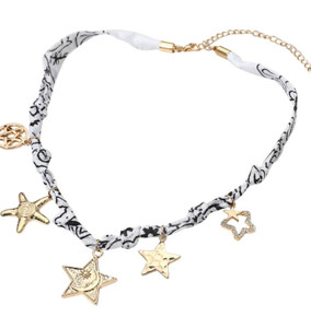 Outlaw Star Charm Station Bandana Fabric Necklace - Black