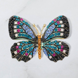 Crystal Flutter Rhinestone Pave Butterfly Pin Brooch - Multi