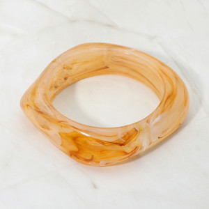 Power Frame Chunky Square Resin Bangle Bracelet - Light Brown