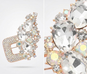 Enchanting Charm Rhinestone Cluster Pave Buckle Pin Brooch - AB Gold
