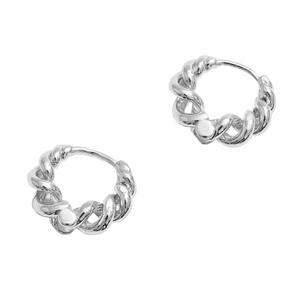 Hugglance Twisted Huggie Hoop Earrings SIlver