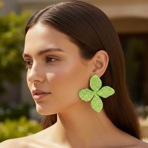 Glistening Garden Oversized Bling Studded Floral Statement Earrings