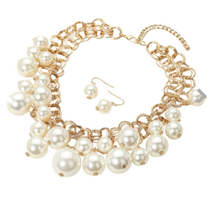 Opulent Chunky Pearl Embellished Bib Necklace