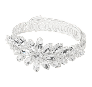 Dazzled Bliss Marquise Floral Stone Evening Bracelet - Rhinestone
