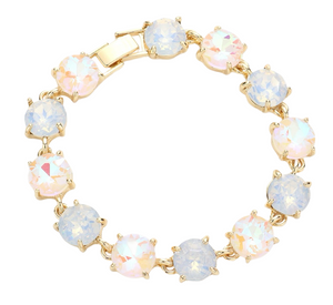 Palace Galore Round Stone Link Evening Bracelet - White