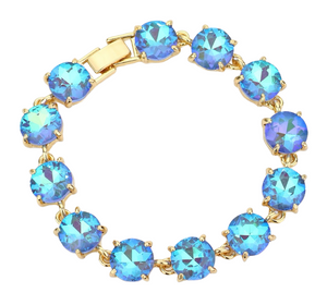 Palace Galore Round Stone Link Evening Bracelet - AB Blue