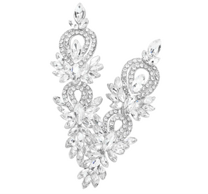 Timeless Heritage Marquise Stone Accented Evening Earrings - Silver