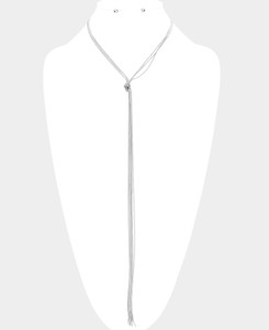 Interconnect Knot Pointed Metal Necklace - Rhodium