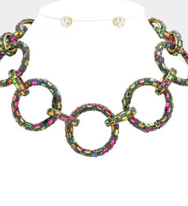 Celeste Circle Baguette Stone Embellished Bling O Ring Link Necklace -  Vitrail Medium