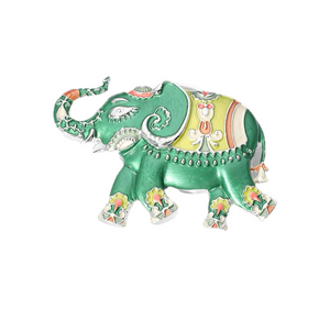 Vibrant Safari Colored Metal Elephant Magnetic Brooch - Green