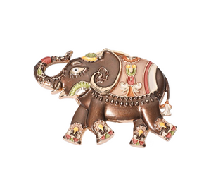 Vibrant Safari Colored Metal Elephant Magnetic Brooch - Brown
