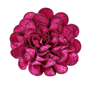 Bloom and Bling Studded Flower Brooch/Hair Clip - Fuchsia