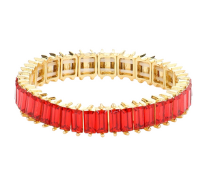Afterglow Baguette Stone Stretch Bracelet - Red