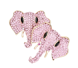 Spirit Glow Stone Embellished Elephant Earrings - Pink