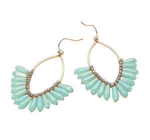 Samantha Sparkle Faceted Beaded Marquise Earrings - Aqua