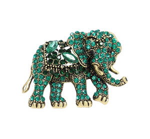 Prismatic Elephant Stone Embellished Brooch - Emerald