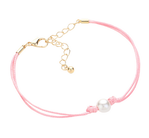 Linea Pearl Pointed Wax Rope Bracelet - Pink