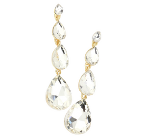 Moonlit Link Teardrop Stone Earrings - Gold