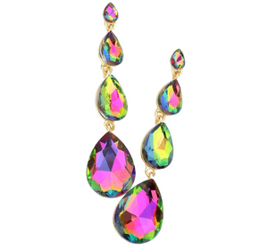 Moonlit Link Teardrop Stone Earrings - Vitrail Medium