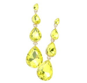 Moonlit Link Teardrop Stone Earrings - Yellow