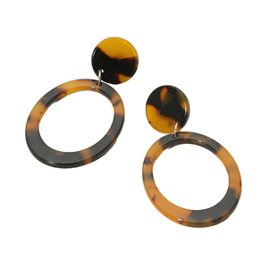 Stylish Appeal Resin Open Oval Earrings - Tortoise