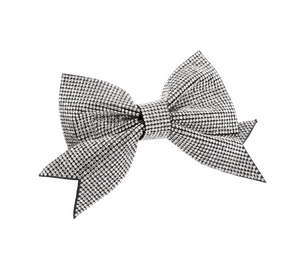 The Charlotte Sparkly Bling Stone Bow Hair Barrette - Silver