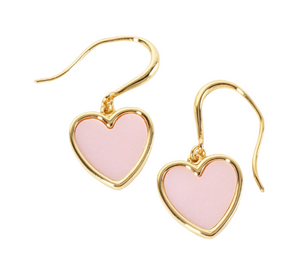 Heartfelt Glow Gold Dipped Heart Drop Earrings - Pink