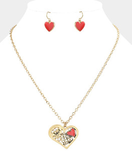 Eternal Love Heart Collage Pendant Necklace - Red