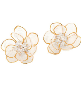 Garden Grace Floral Statement Earrings - Pale