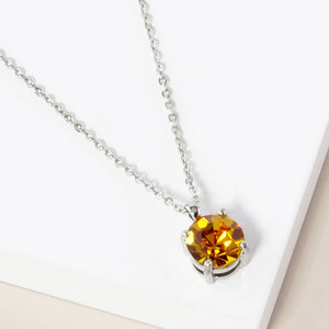 November - Birthstone Pendant Necklace - Yellow Citrine
