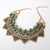 Heritage Relic Antique Metal Western Geometric Collar Statement Necklace - Patina Verdigris/Antique Gold