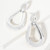 Contour Drop White Gold Dipped Open Teardrop Dangle Earrings - Rhodium