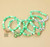 6PCS - LUCK Charm Smile Face Clover ST PATRICKS DAY Heishi Beaded Stretch Multi Layered Bracelets - Green
