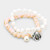 Coastal Charm 2PCS Freshwater Pearl Abalone Shell Charm Stretch Bracelet - Abalone/Peach