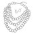 Edge & Elegance Bold Ring Link Triple Layered Statement Necklace - Rhodium