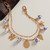 Petal Perfect Floral Ceramic Ball Metal Bow Heart Quatrefoil Charm Station Layered Chain Bag Charm - Gold
