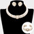 Gleaming Queen 3-PCS Pearl Heart Pendant 3-Row Choker Necklace With Clip-On Earrings Jewelry Set - Cream