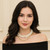 Blissful Haven 2PCS - Chunky Textured Metal Link Multi Layered Pearl Strand Necklaces - Cream