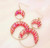 Glam Glow Faceted Teardrop Bead Wrapped Double Open Metal Circle Link Dangle Earrings - AB Red