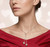 Love Duo Stainless Steel Heart Charm Drop Sliding Adjustable Chain Necklace - Rhodium