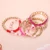 Sweetheart Stack 6PCS - Heart Charm Accent Chunky Beaded Stretch Multi Layered Bracelets
