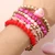 Sweetheart Stack 6PCS - Heart Charm Accent Chunky Beaded Stretch Multi Layered Bracelets