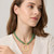 Elevated Form Geometric Hammered Metal Ring Pendant Chunky Beaded Necklace